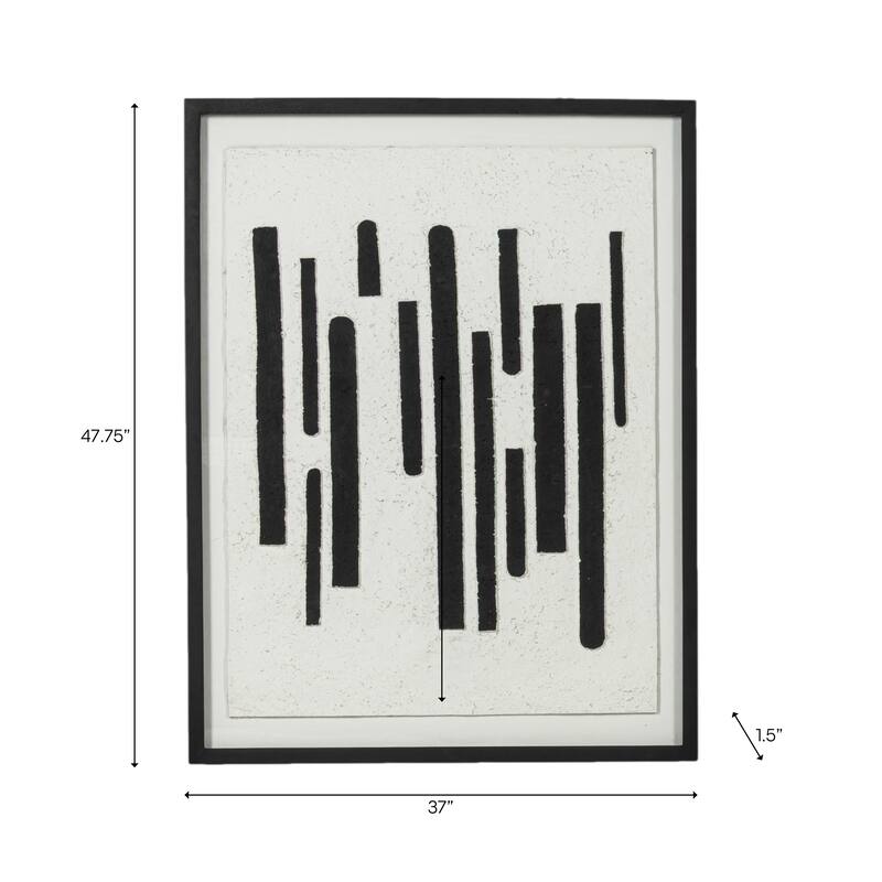 Mango Wood Canvas Shadow Box Wall Art Display - 48" Black/White