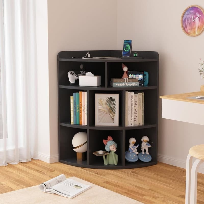 3-Tier Corner Cabinet with USB Outlet