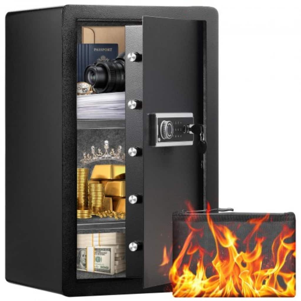 Black Alloy Steel Safe Box 4.0 cu ft with Fingerprint and Alarm