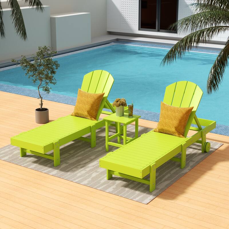 Polytrends Laguna Hdpe All Weather Outdoor Patio Pool Reclining Armless Chaise Lounges (3-Piece Set)