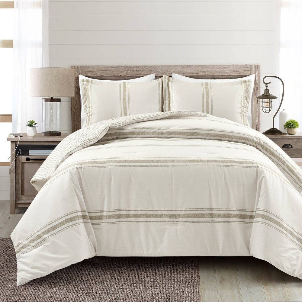 Lush Decor Farmhouse Stripe 3-piece Comforter Set