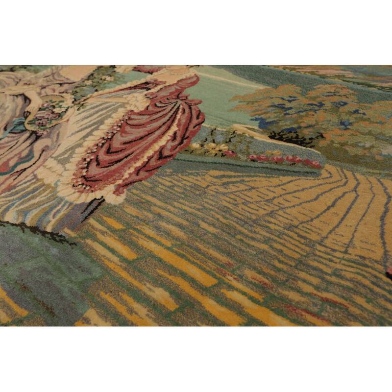 Hand Knotted Beige,Black 100% Wool Pictorial Oriental Area Rug - 3' 2'' x 4' 10''