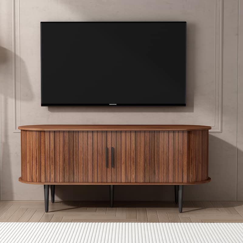 Tv Stand, 47" Modern Tv Console Table With Storage Compartment And Sliding Door, Gaming Entertainment Center With Cabinet