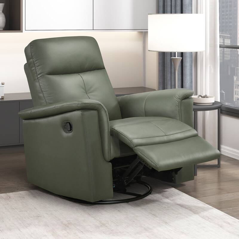 Monte 35.5" Leather Swivel Glider Manual Recliner - 360-Degree Swivel