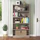 72-inch Bookcase, Modern 6-Tier White Bookshelf, Wood Display Shelf