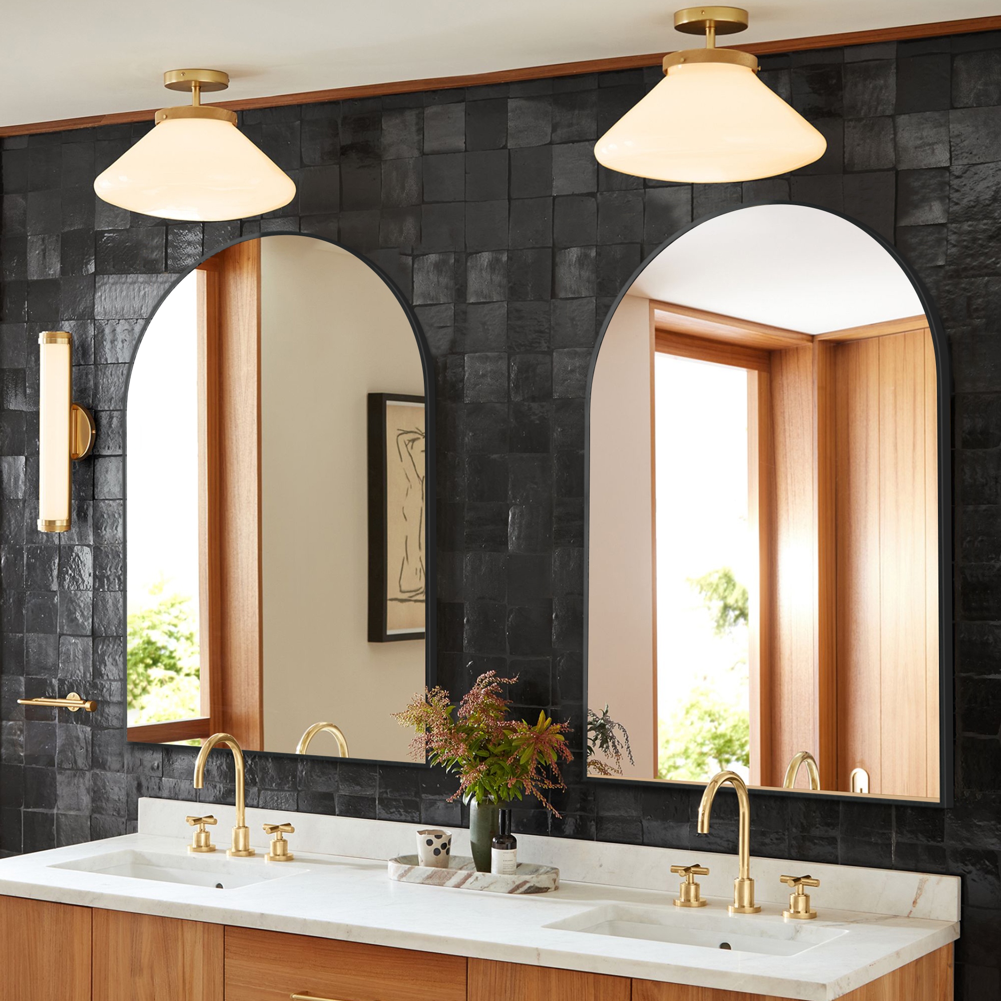 36 x 24 2 Pack Arched Bathroom Vanity Mirror Wall Mounted Mirror