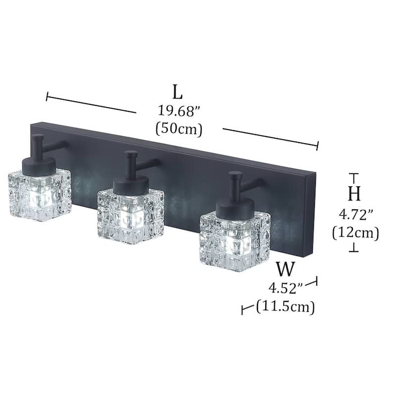 Modern Black 3-Light Clear Glass Shade Vanity Lighting For Bathroom