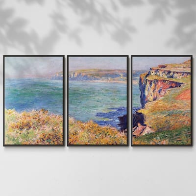 Cliffs at Varengeville by Monet - Multi Piece Framed Canvas