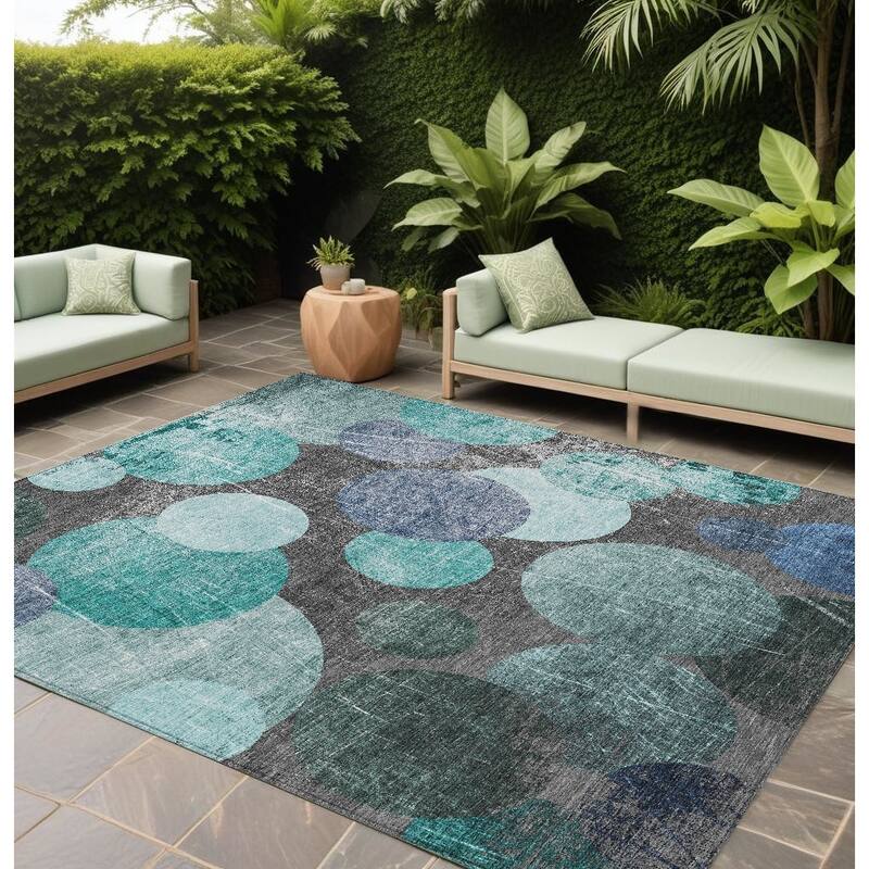 Allulo Contemporary Abstract Weather Resistant Timeless Fusion Runner Outdoor Rug - 10' X 14' - Multi