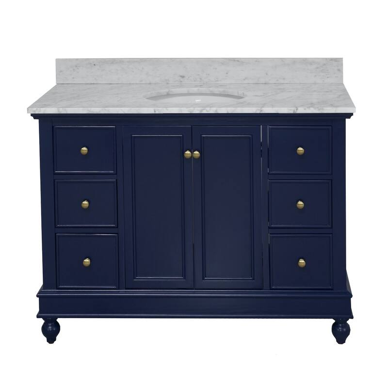 KitchenBathCollection Bella 48" Bathroom Vanity with Carrara Marble Top