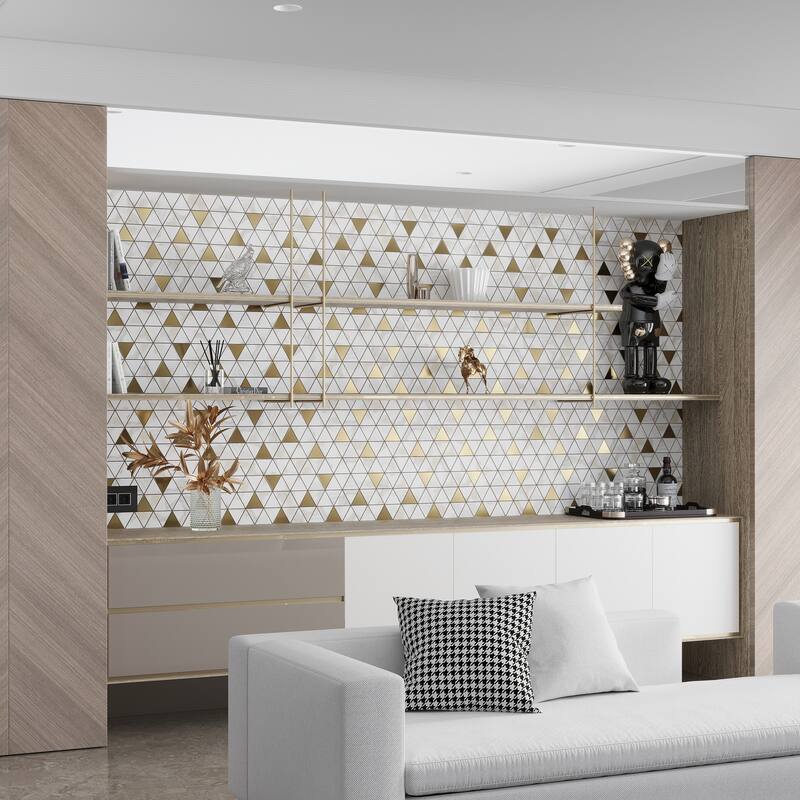 Apollo tile 24" x 48" Strata Polished Bright White Gold Porcelain Tile (15.5 sq ft/case) - 2 Pack