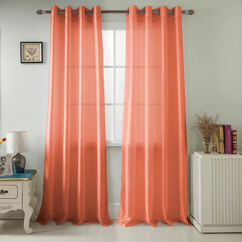 Nancy Faux Silk 63-inch Grommet Curtain Panel - 54 x 63 in. - 54 x 63 in.