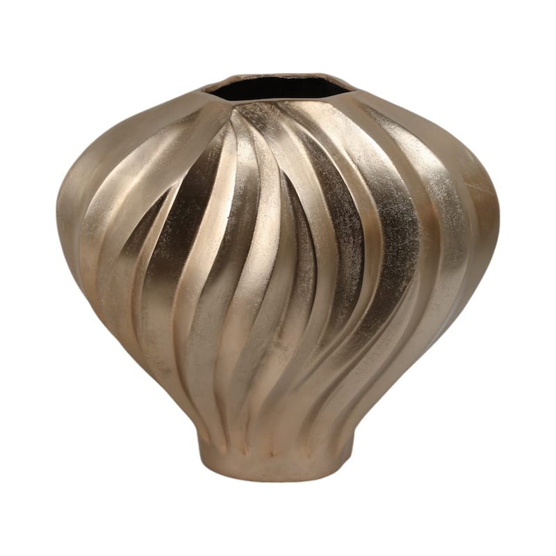 Aluminum Vase Twisted Sculptural Handcrafted Curved Contoured Shape