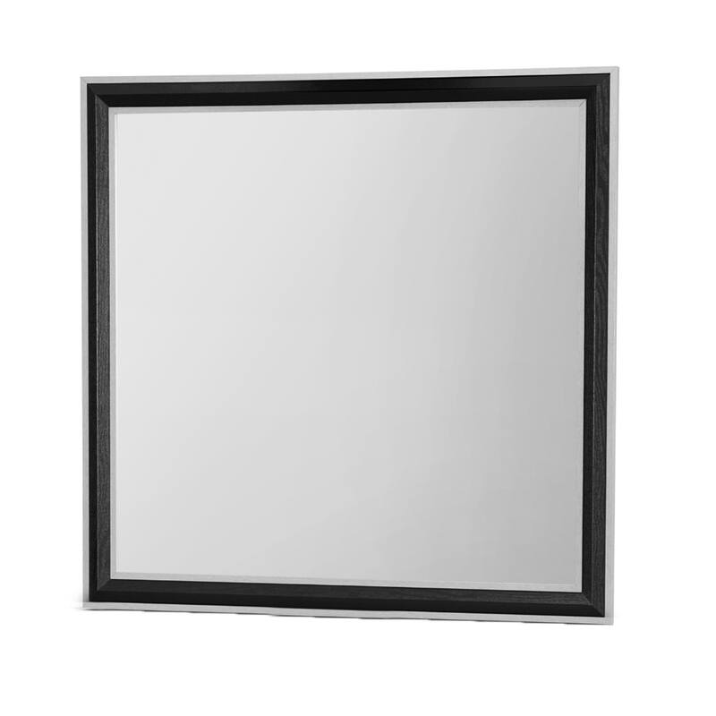 HomeRoots 39" Black And Gray Wood Dresser Mount Framed Mirror - 40.98 in. x 39.02 in. x 0.75 in.