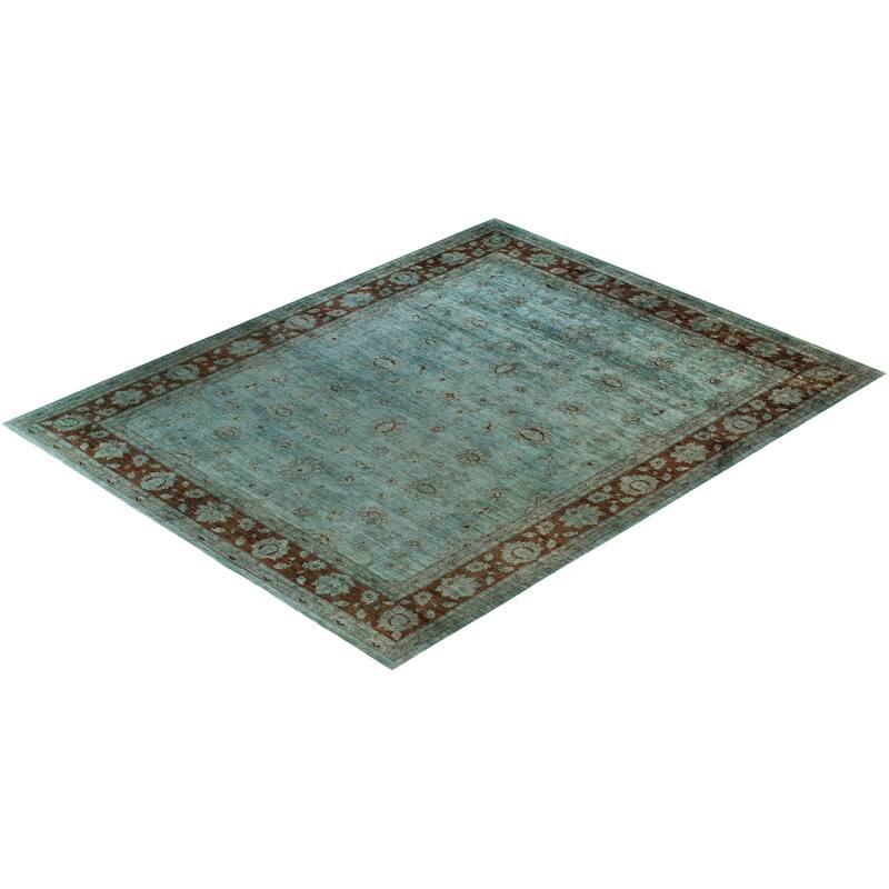 Overton Hand Knotted Wool Vintage Inspired Modern Contemporary Overdyed Blue Area Rug - 11' 9" x 14' 9"