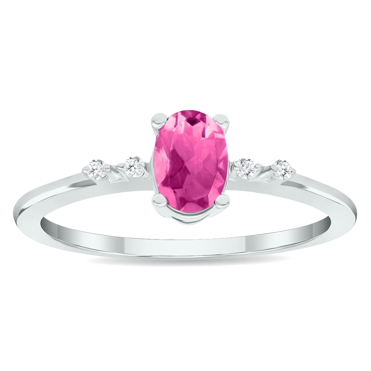 Marquee Women's Pink Topaz and Diamond Sparkle Ring in 10K White Gold