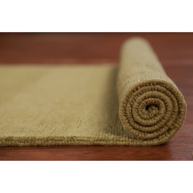 Hand Knotted Oriental 100% Wool Carpet Modern Solid Green Gabbeh Runner Rug - 9' 4'' X 3' 2''