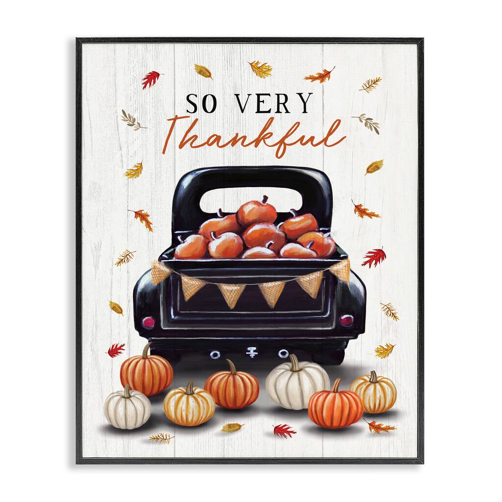 Stupell Autumnal So Very Thankful Framed Giclee Art Design By Elizabeth Tyndall
