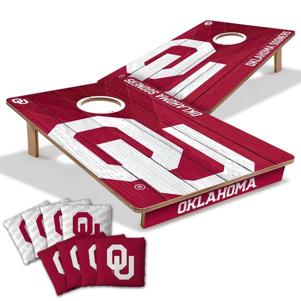 slide 2 of 7, Oklahoma Sooners NCAA Tailgate Cornhole Board Set Include Carrying Case