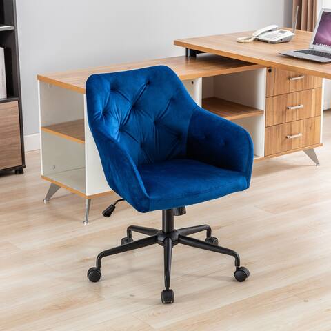Velvet Fabric Home Office Chair , Swivel Adjustable Task Chair Executive Accent Chair with Soft Seat