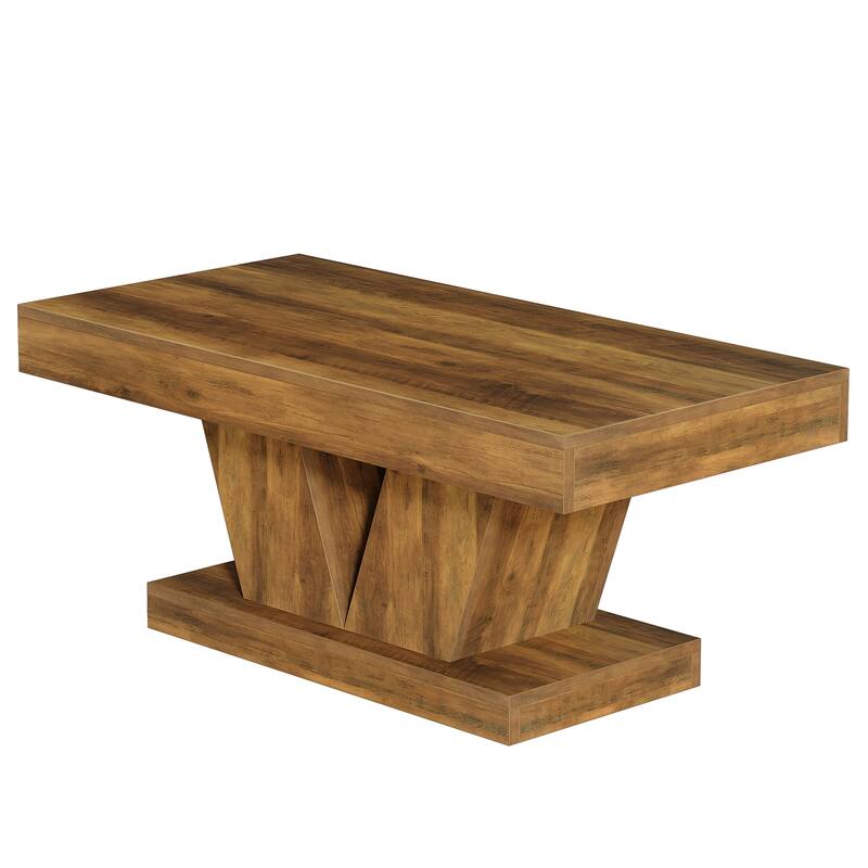 Rectangular Coffee Table, 47.2" Mid-Century Wooden Center Table, Modern Accent Furniture for Living Room