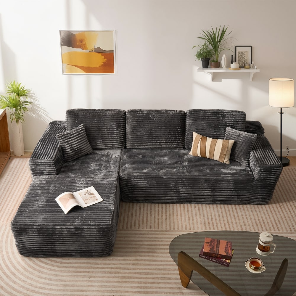 HOOOWOOO Modern L-shaped Modular Sectional Sofa with Chaise