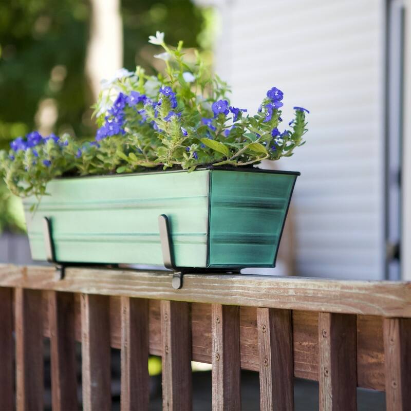 Achla Designs Small Galvanized Steel Flower Box Planter, 22 Inch Wide