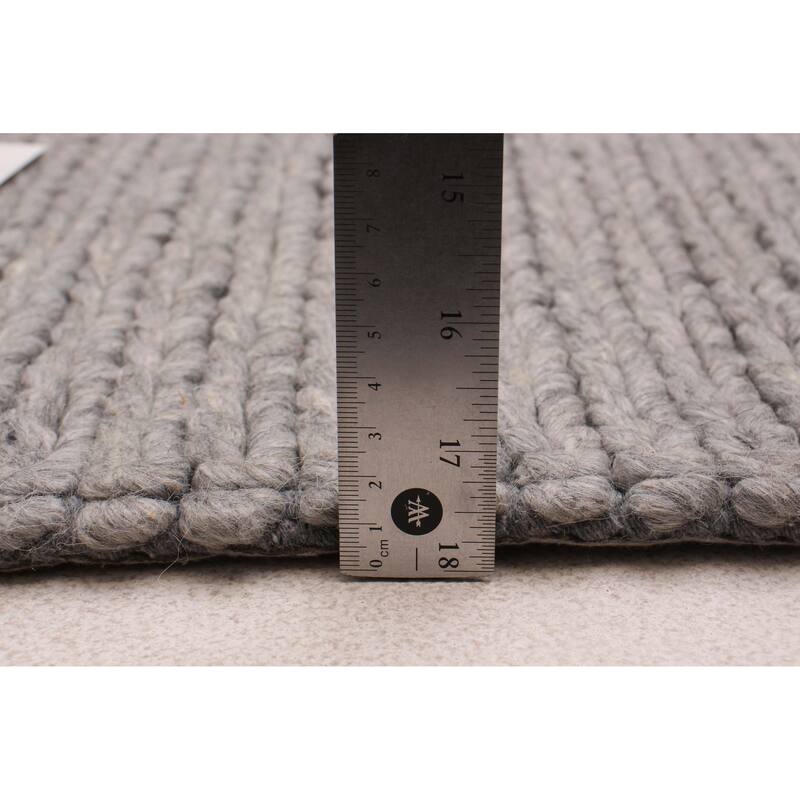 ECARPETGALLERY Braid weave Sienna Grey Wool Rug - 1'11 x 9'3