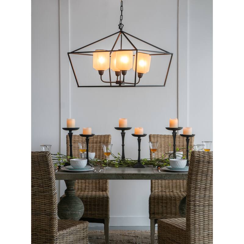 26x26x21.9" Iron Chandelier, Sleek Industrial Style Hanging Light Fixture, Bulb Not Included