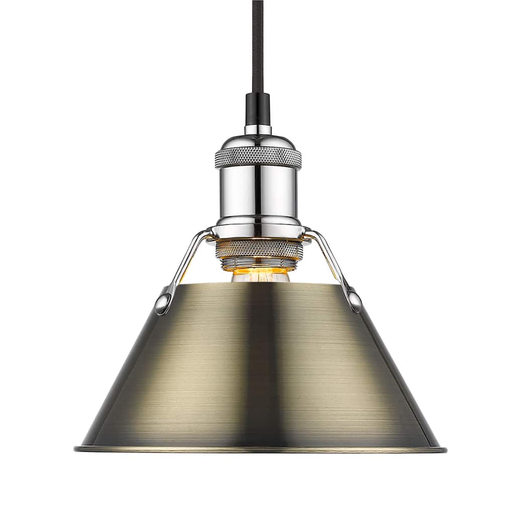 Yep by Golden Lighting Orwell 1-light 8in Pendant in Chrome and Aged Brass shade - Silver