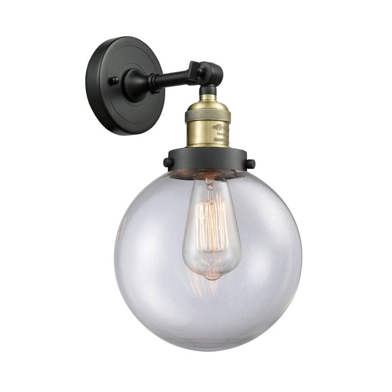 Innovations Lighting Beacon Single Light 14" Tall Bathroom Sconce with - Black Antique Brass / Clear