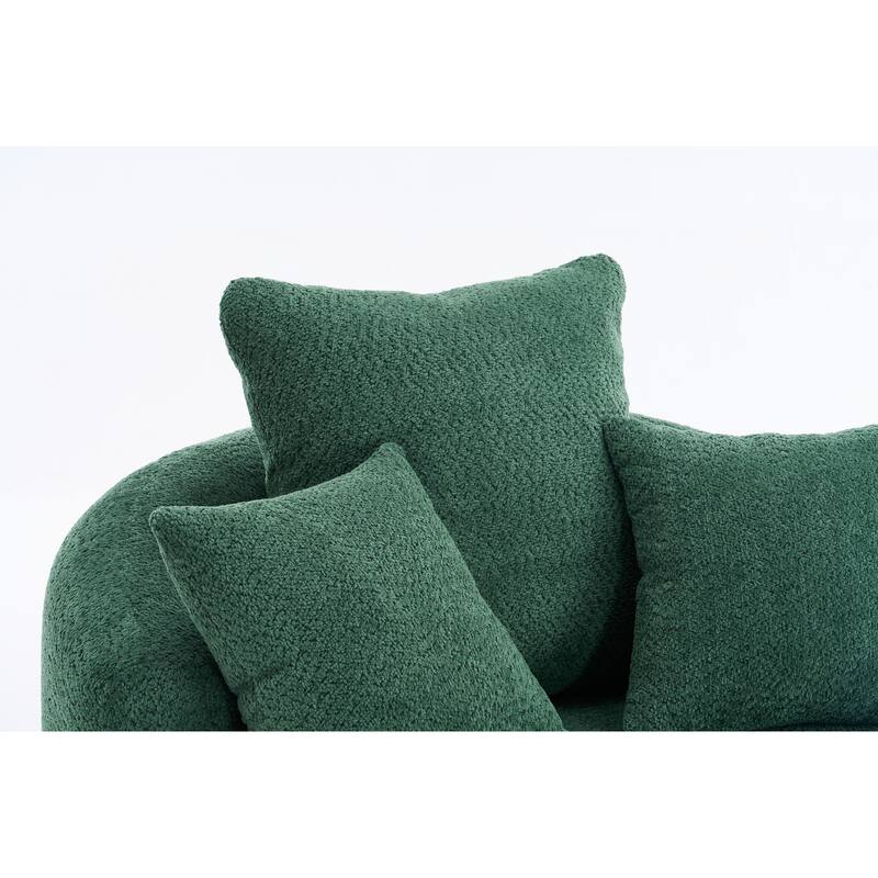 Oversized Swivel Round Barrel Chair, Ergonomic Single Sofa Chair, Upholstered Accent Chair with 3 Removable Pillows