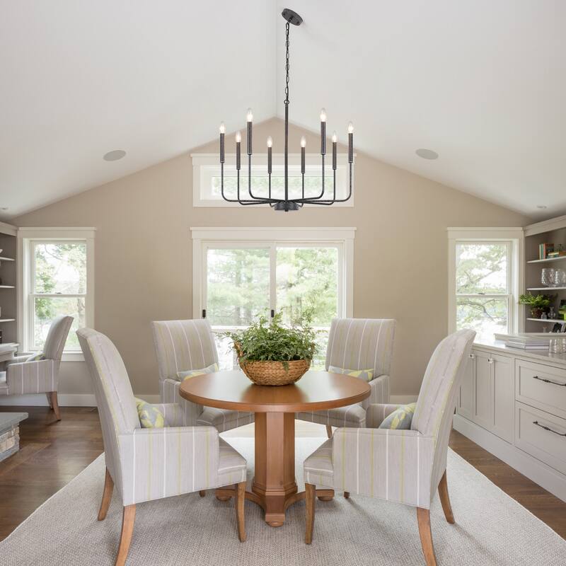 8-Light Farmhouse Traditional Candle Chandelier for Dining Room Bedroom Living Room