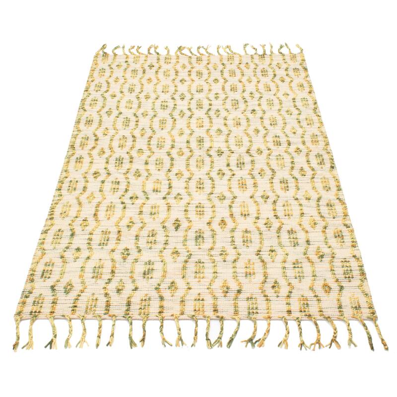 ECARPETGALLERY Braid weave Sienna Beige, Tan Wool Rug - 5'0 x 8'0