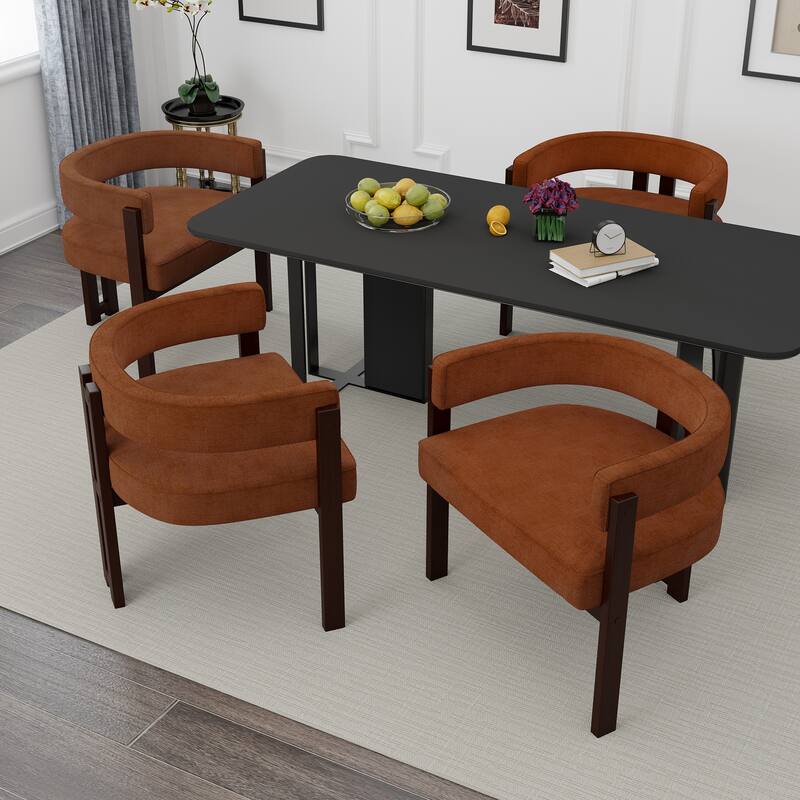 Set of 2 Modern Teddy Upholstered Accent Chairs, Open Back Barrel Dining Chair for Living Room & Bedroom