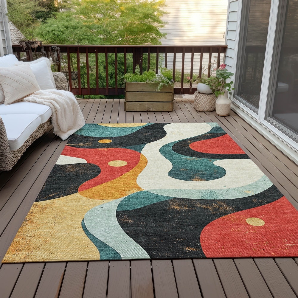Machine Washable Indoor/Outdoor Casual Contemporary Chantille Rug