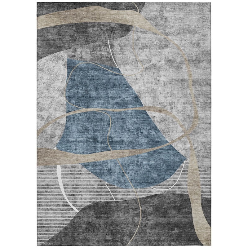 HomeRoots Abstract Transitional Rectangle Outdoor Rug