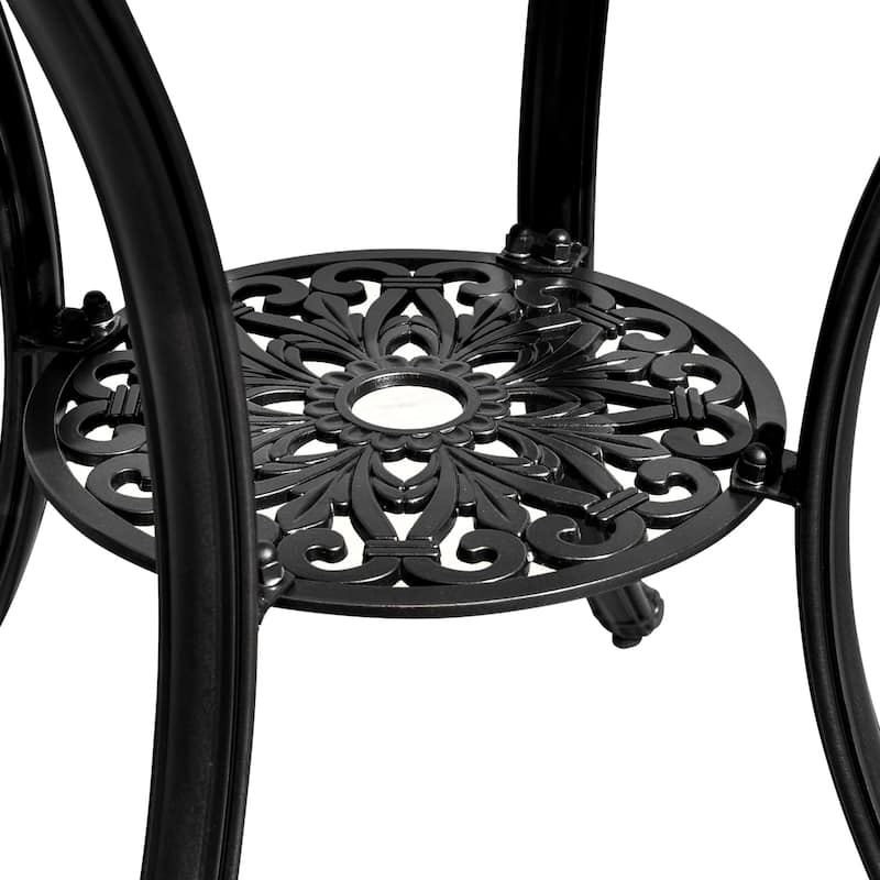 Moasis 30.7" Round Antique Cast Aluminum Outdoor Patio Dining Table with Umbrella Hole