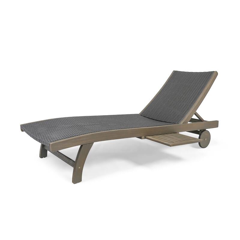 Banzai Outdoor Wicker and Wood Chaise Lounge (Set of 4) by Christopher Knight Home