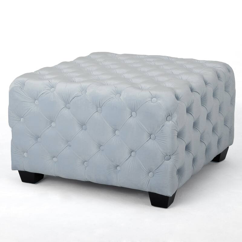 Jaymee Modern Glam Button Tufted Velvet Ottoman by Christopher Knight Home