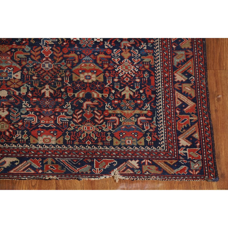 Hand Knotted Oriental 100% Wool Carpet Traditional All-Over Navy Blue & Blues Malayer Area Rug - 6' 0'' X 4' 5''