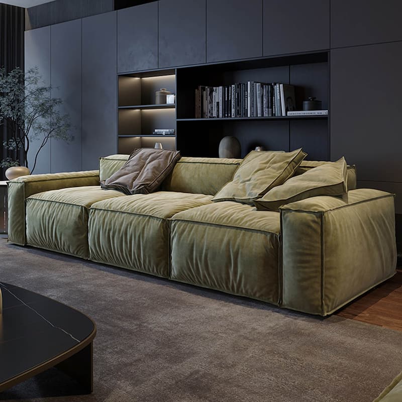 110'' Square Sofa Masha Velvet with Four-seater for Living Room Sofa-bed