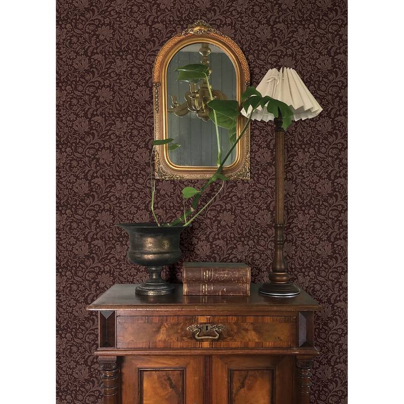 Chris Loves Julia x A-Street Prints Hague Burgundy Floral Trail Wallpaper