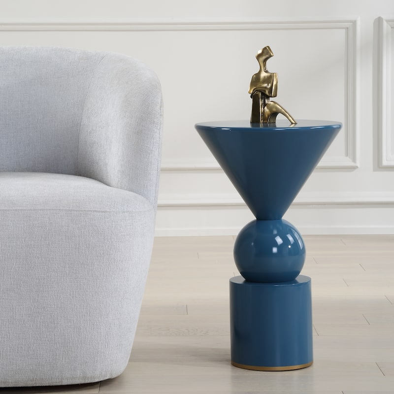 Geometric Shaped End Accent Table - 23" - Blue