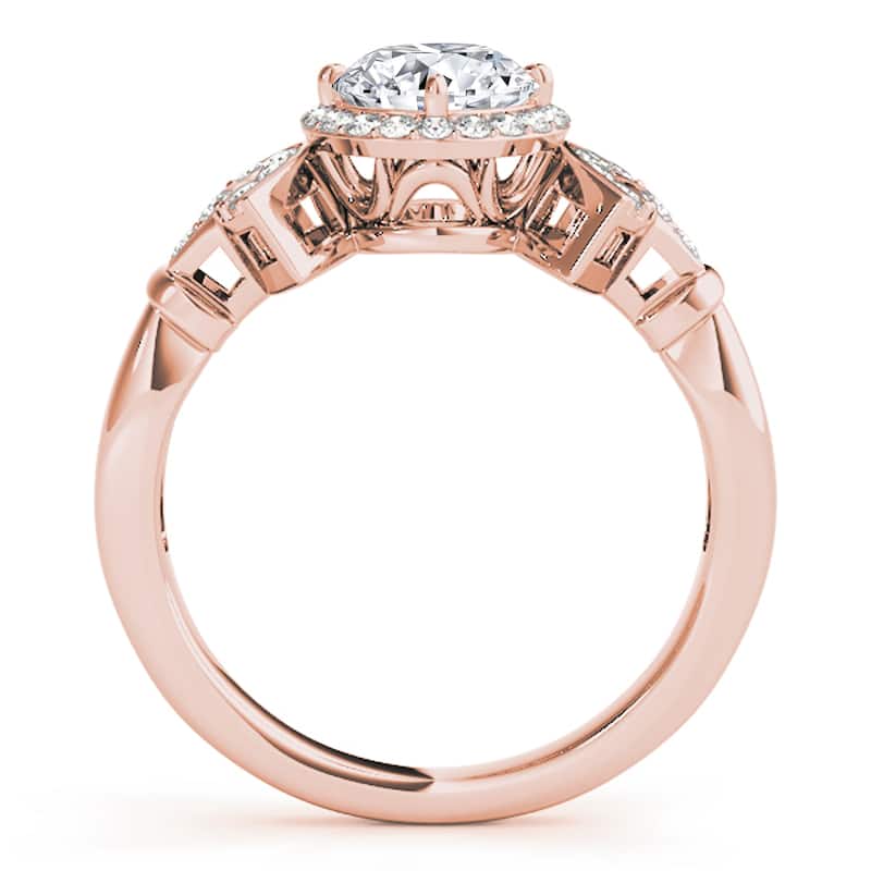 Auriya 14k Rose Gold Lab Grown Round Diamond Halo Engagement Ring 0.50 to 5.00 ct. tw. (F-G VS)