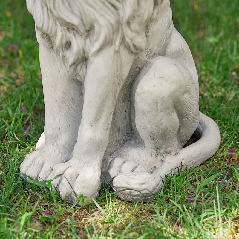 Glitzhome 28"H Oversized MGO Guardian Sitting Lion Garden Statue Porch Sculpture Indoor Outdoor