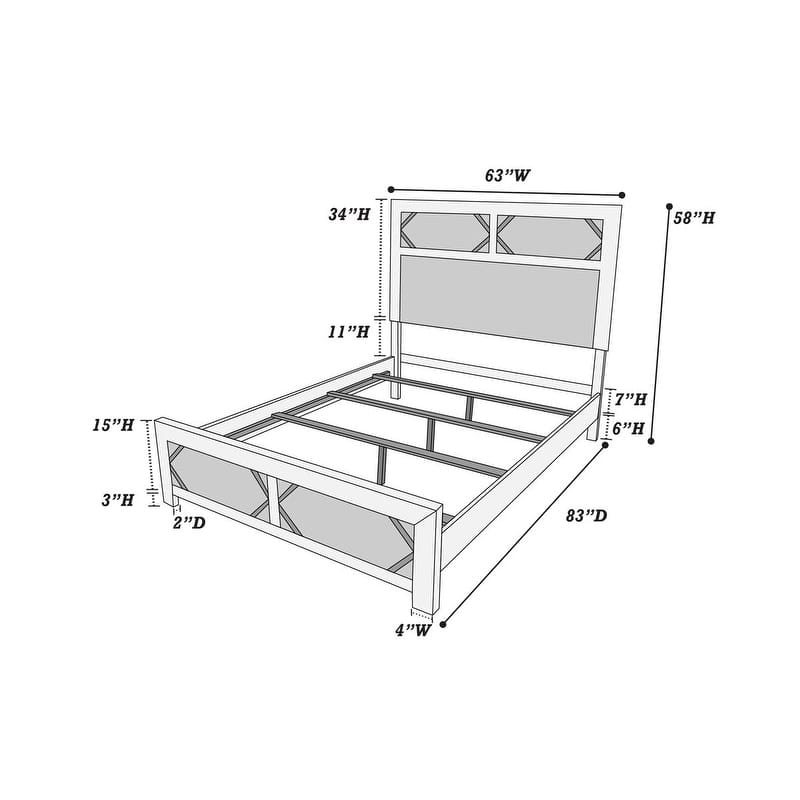 Queen Size MDF Panel Bed with High Headboard and Unique Design