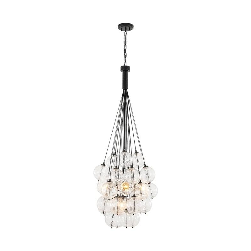 Modern 5-Light Hammered Glass Globe Cluster Bubble Chandelier