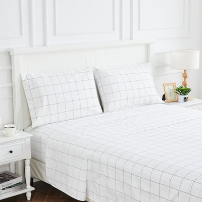 Printed Percale Cotton Deep Blue Box Sheet Set and Pillowcases