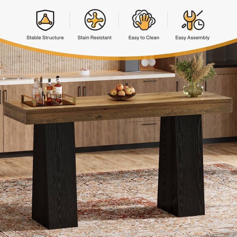 Home Bar Table Counter Height Pub Table for Kitchen, Bistro